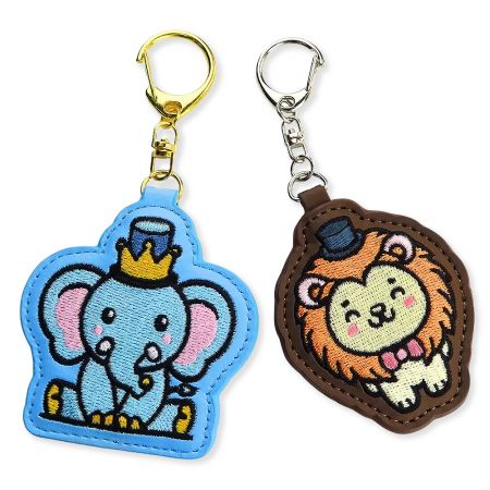 Custom Embroidery PU Leather Key Rings.