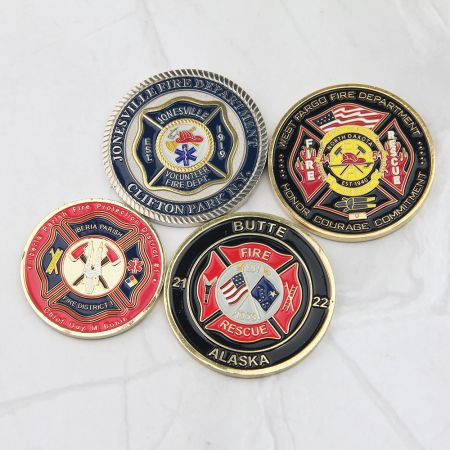 Hiệu ứng 3D của đồng xu thử thách lính cứu hỏa tùy chỉnh.