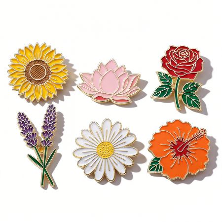 Custom Promotional Flower Enamel Pins.