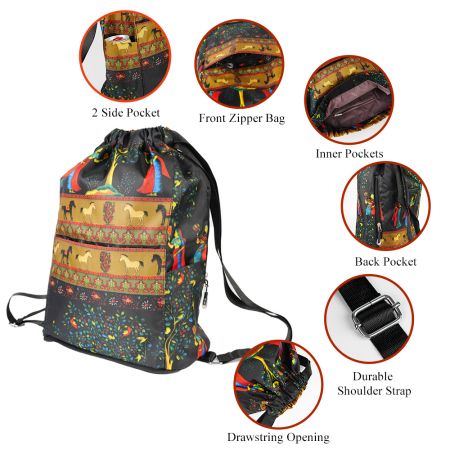 Mochilas cinch personalizadas y plegables para viajar.