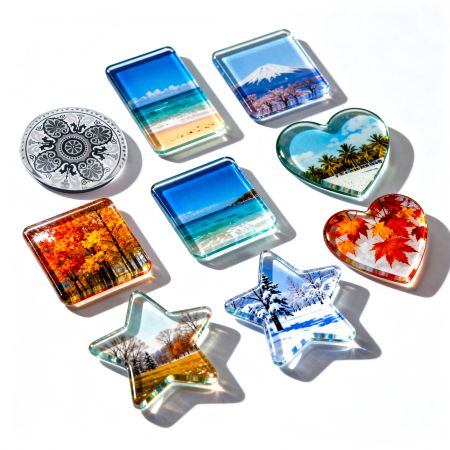 Imãs de vidro personalizados - Fabricante de imãs de vidro personalizados