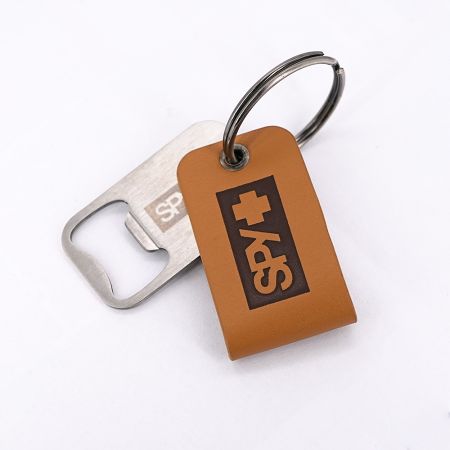 Custom Leather Bottle Opener Key Fob.