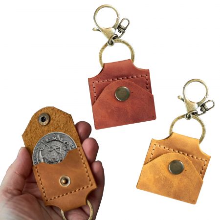 Dompet Koin Kulit Kustom yang Laris dengan Cincin Kunci.
