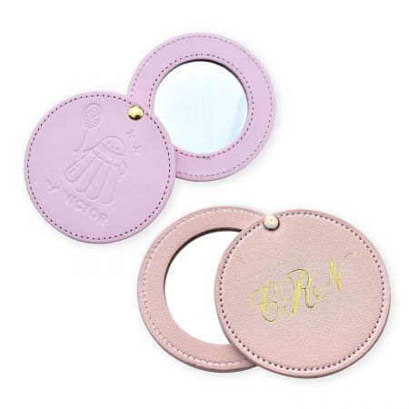 Benutzerdefinierte Logo-Leder-Compact-Spiegel für die Handtasche.