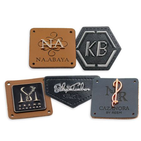 Etiqueta de couro personalizada com distintivo de metal - Etiquetas de couro personalizadas com distintivos de metal