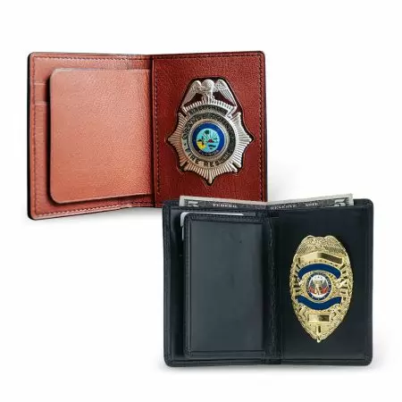 Portafoglio per distintivo della polizia in pelle resistente personalizzato.