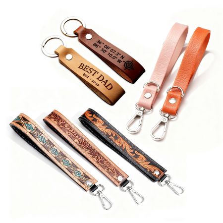 Custom Leather Wristlet Keychain - Western Keychain Wristlets Manufacturer