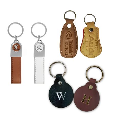 Индивидуальный кожаный брелок с открытым дизайном логотипа. - Индивидуальные кожаные кольца для ключей с открытым дизайном логотипа.