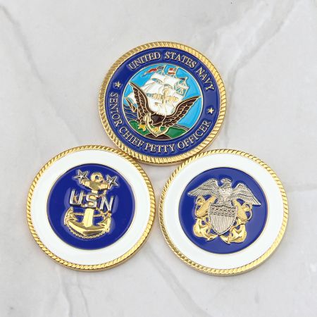 Fornecedor personalizado de moedas desafiadoras da Marinha aposentada.