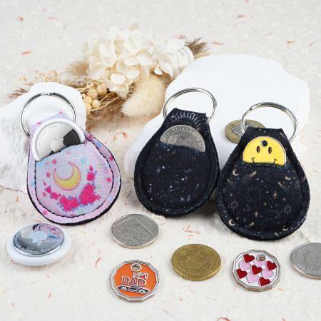 Benutzerdefinierter Neopren-Apple-AirTag- & Token-Halter-Schlüsselanhänger - Benutzerdefinierte Neopren-AirTag-Schlüsselanhänger | Robuste Quartalhalter