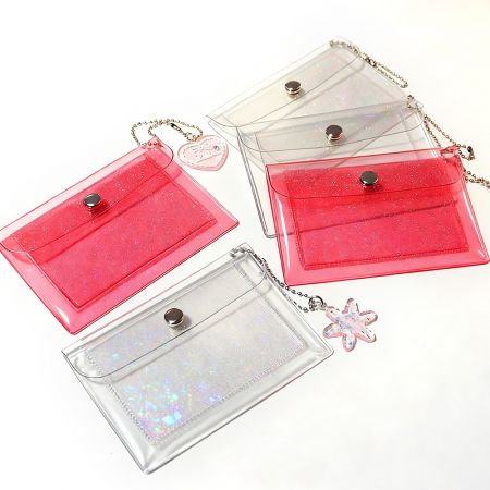 Portable PVC Coin Purses with Carabiners.