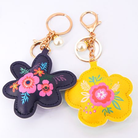 Padded Leather Keychain with Custom Design.