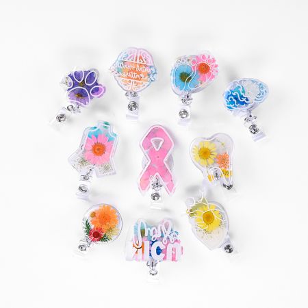 Roda de Distintivo de Resina Personalizada - Roda de Distintivo de Monograma de Clip de Jacaré de Resina Personalizada