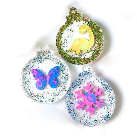 Ornamento de Resina Personalizado com Glitter.