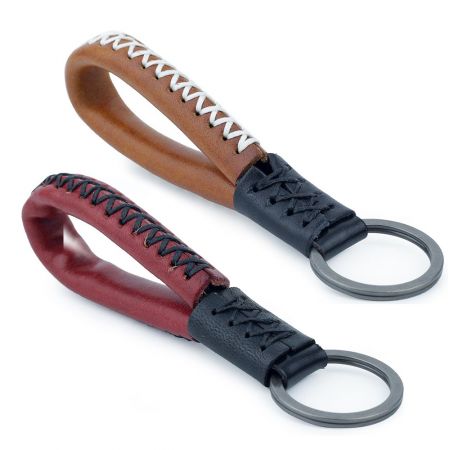 Anti-wear Custom Rope Style Leather Keychain.