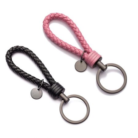 Durable Custom Rope Style Leather Keychain.