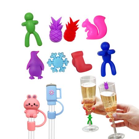 Marqueurs de boisson en silicone personnalisés - Marqueurs de verre à vin en silicone personnalisés