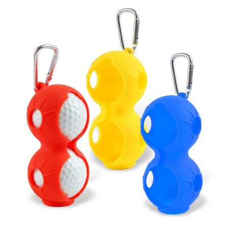 Sacs de rangement pour balles de golf en silicone personnalisés avec mousqueton.