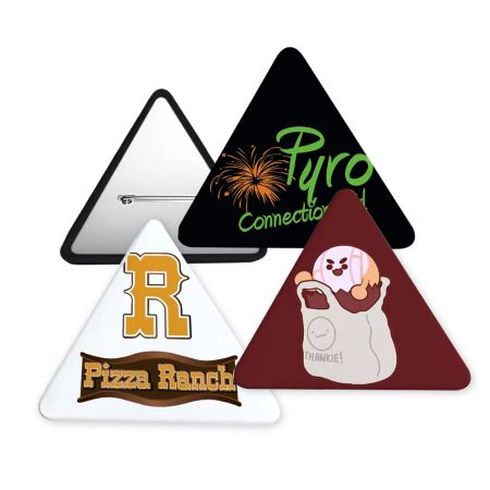 Botão de Alfinete Triangular Personalizado com Costura Plástica.