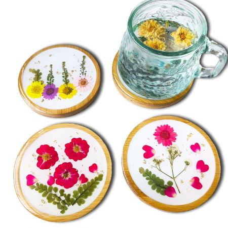 Coaster de Madeira e Resina Personalizado - Coasters de Bebida de Madeira e Resina Personalizados