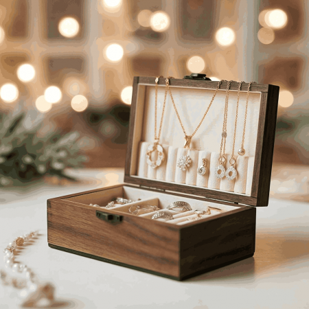 맞춤형 나무 보석 상자.