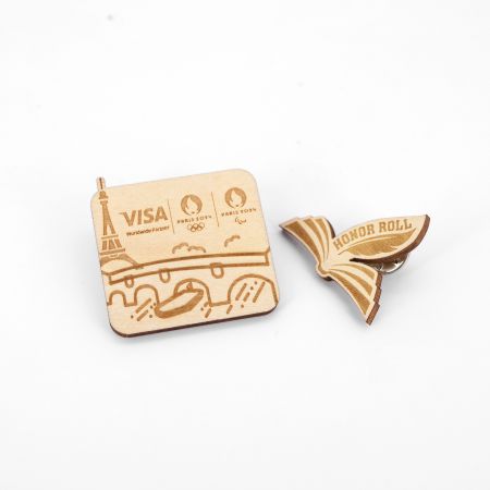 Customized Wooden Lapel Pins.