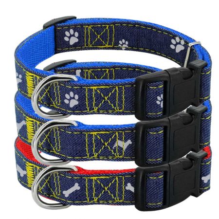 Jeans Dog Collar With Pattern.