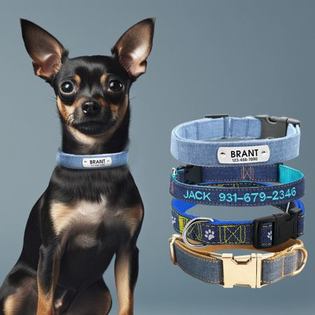 カスタムデニム犬用カラー製造業者。