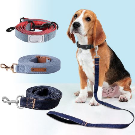 Guinzaglio per cani in denim all'ingrosso - Guinzaglio per cani in denim su nylon rosso all'ingrosso