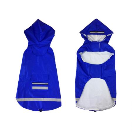Áo mưa cho chó màu xanh dương có thể điều chỉnh.