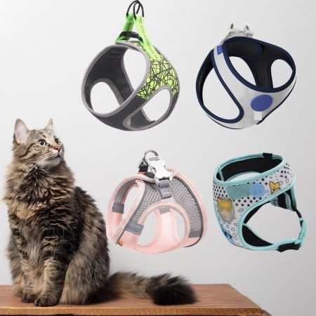 Pattern Escape Proof Cat Harness - Adjustable Harness For Cats, Canvas Escape Proof Cat Harness