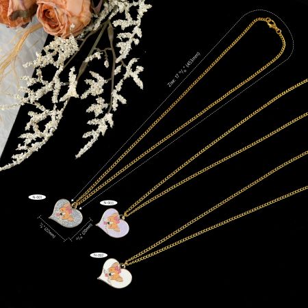 금도금 코기 목걸이 - 배송 준비 완료 금 하트 참 목걸이