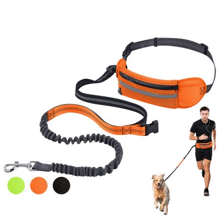Hands-Free Hip Belt Dog Leash With A Detachable Zippered Pouch - Multifunctional Waist Dog Leash