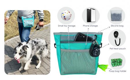 Bolsas de petiscos para treinamento de filhotes sem as mãos.