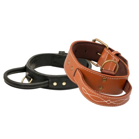 Leather Dog Collar With Handle.