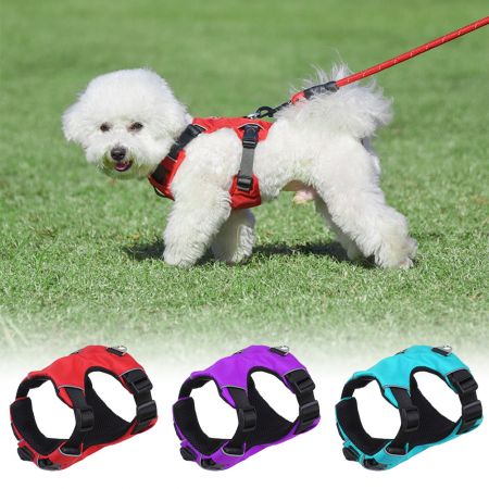 Plaid Mesh Dog Harness with Bowtie.