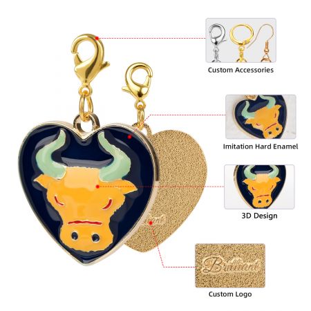 Wholesale Heart-Shaped Star Sign Charms.
