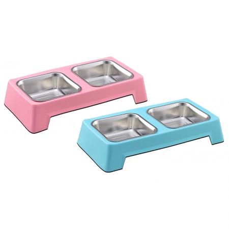 Tigela em aço inoxidável colorida para animais de estimação.