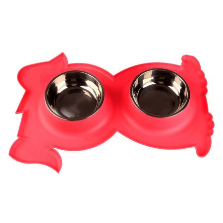 Tigela em aço inoxidável com base de silicone para cães.