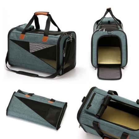 Bolsa transportadora para cães com tapete.