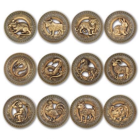 Parata-forma 3D Sinensis Zodiacus Volvitur Nummorum - 12 Parata-Designata 3D Sinensis Zodiacus Nummorum