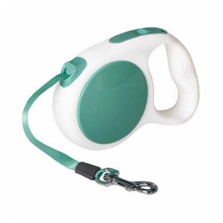 Guinzaglio retrattile per cani verde.