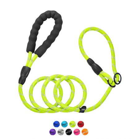 רצועת כלב שקופה בצבע ניאון ירוק.