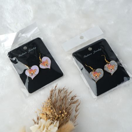 반짝이는 강아지 귀걸이 - 프로모션 반짝이는 시퀸 강아지 귀걸이