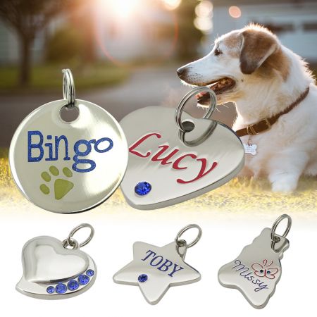 Pattern Engraving Stainless Steel Pet Tag.