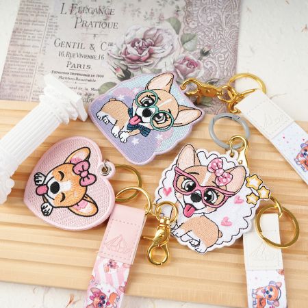 Cost-Effective Cute Corgi Keychain Wristlet.