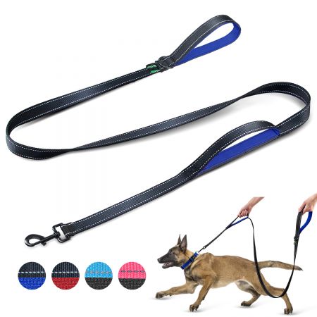 Double Handle Dog Leash 6Ft In Stock - Reflective Walking Lead For Lage Dog