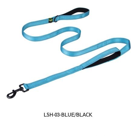 Blue Dog Leash With Two Handles.