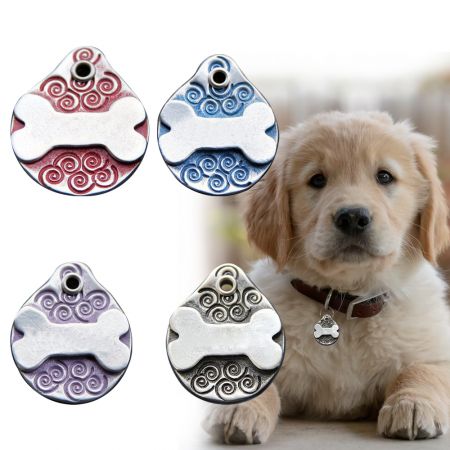 Pattern Zinc Alloy Pet Tag with Rhinestone.
