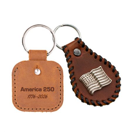 Custom Leather Keyrings For The 250th Anniversary Of America.